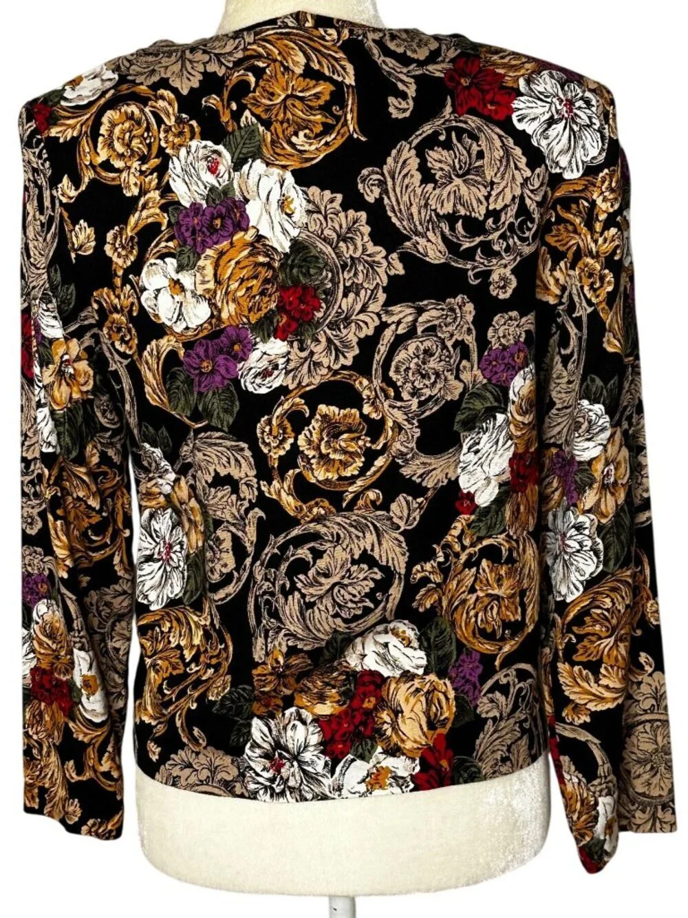 Vintage Norton McNaughton Baroque Floral Jacket Blouse Size 10 80s Tapestry